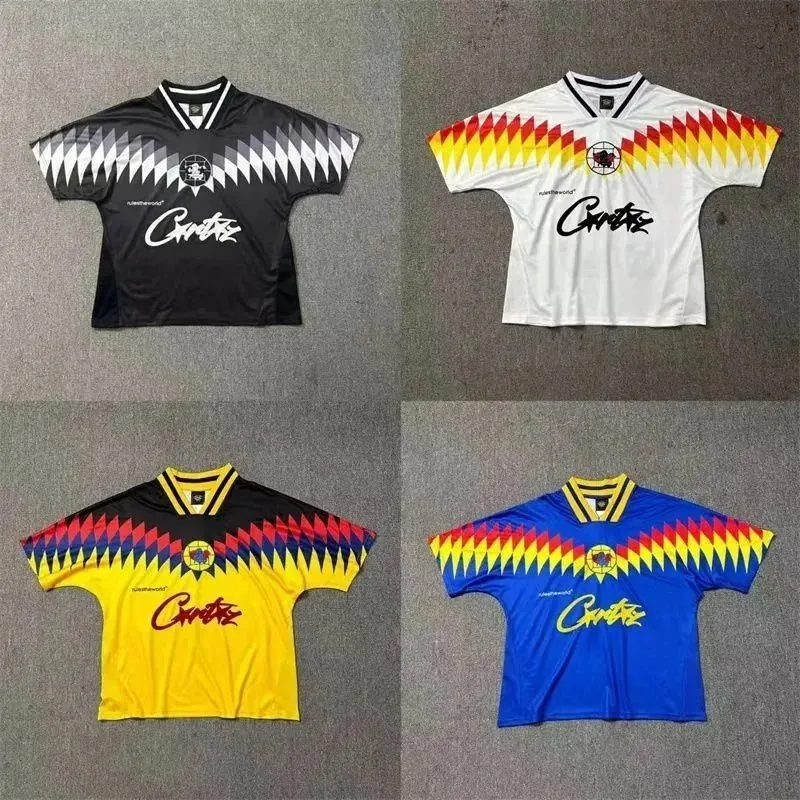 Corteiz Rules The World Retro Soccer Jersey QC photo showing jersey colors