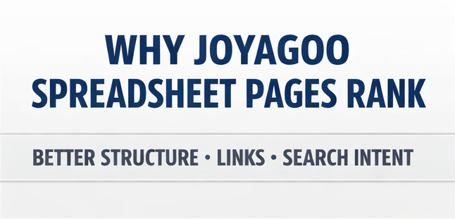 Why Joyagoo Spreadsheet Pages Rank: Better Structure, Product Links and Search Intent
