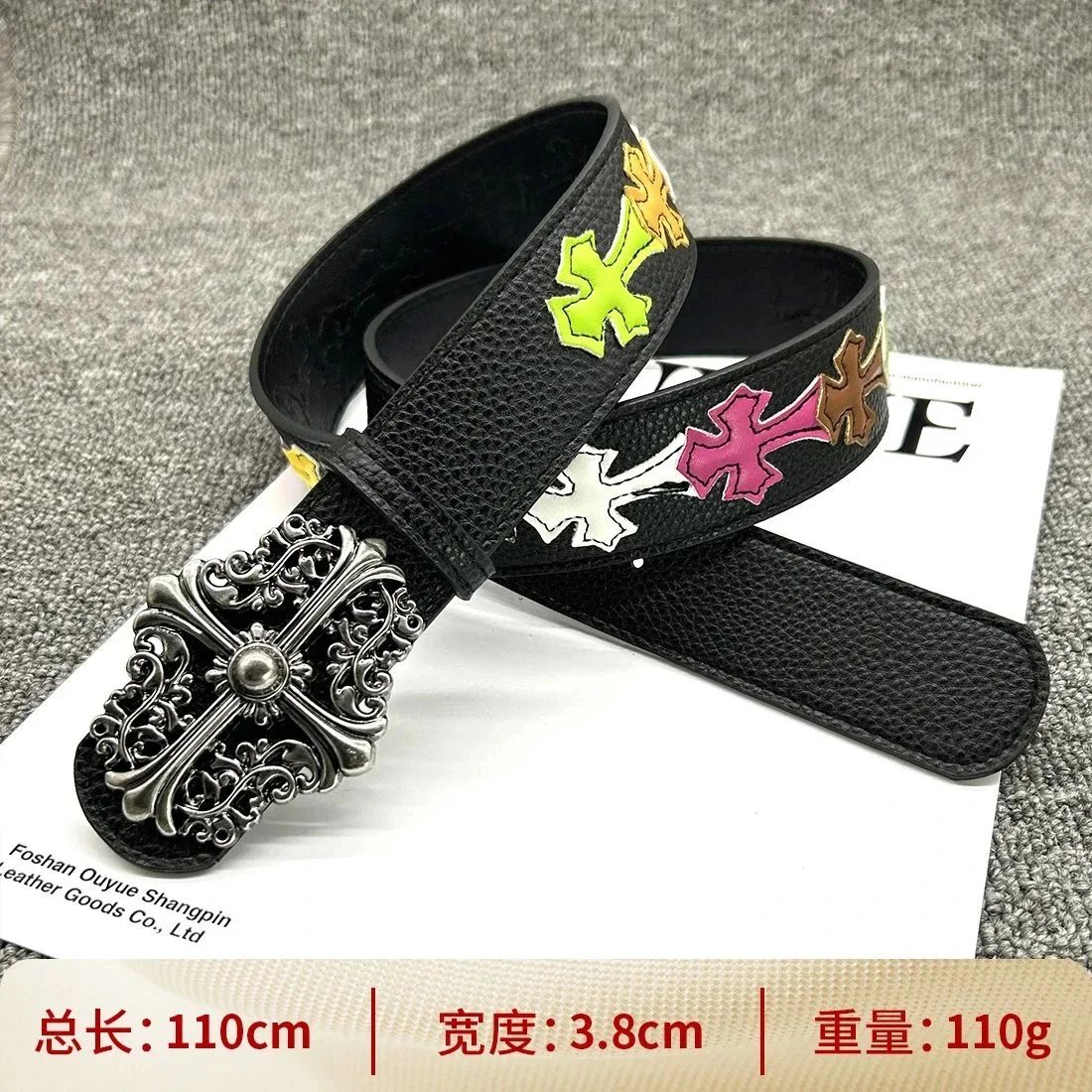 【按扣花纹110cm】彩色十字架腰带
