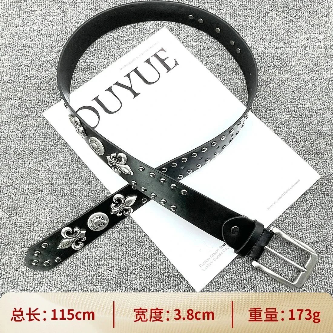 【骷颅头双排钉115cm】十字架腰带