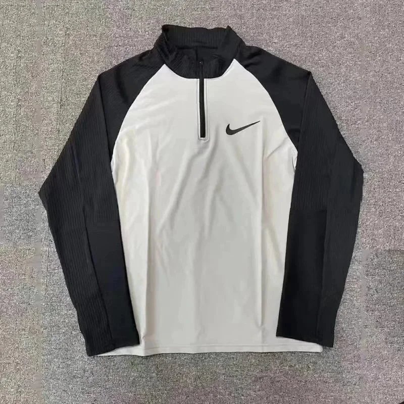Threaded half-zip white
