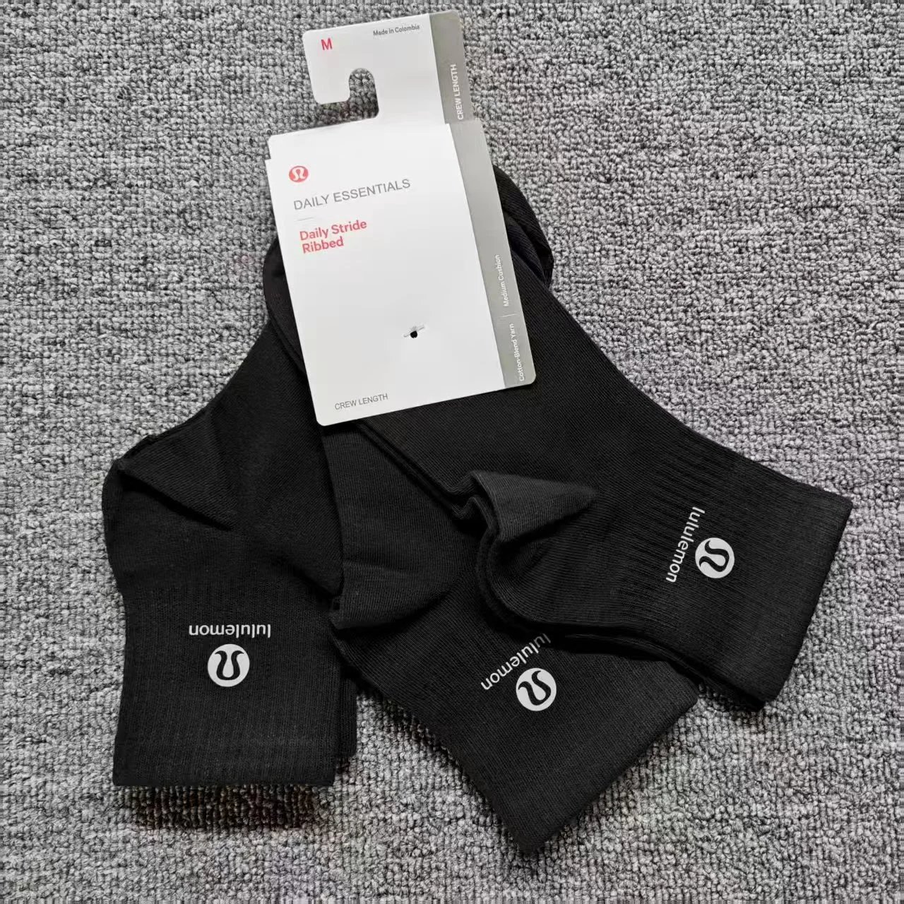 Black lettering, one card, three pairs, mid-calf height
