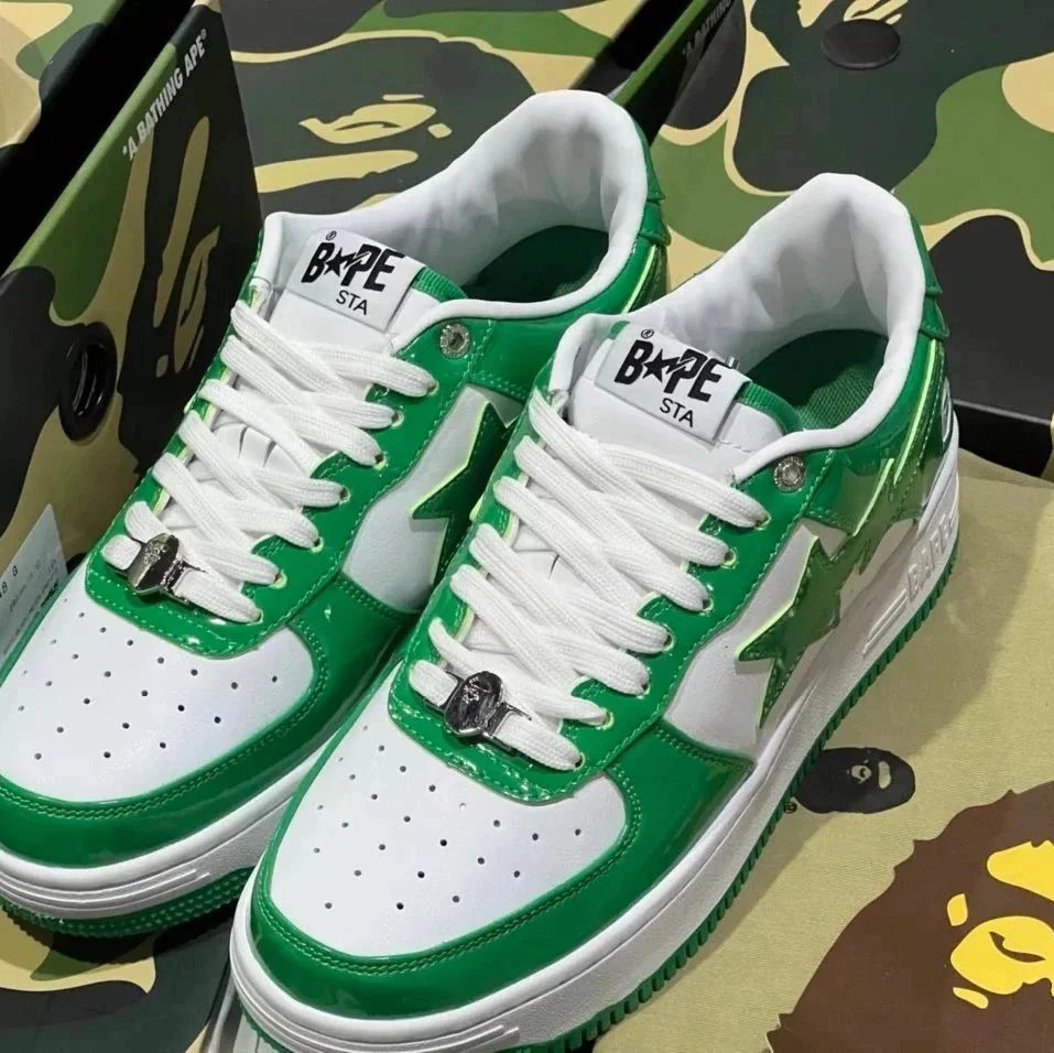 Patent leather white and green
