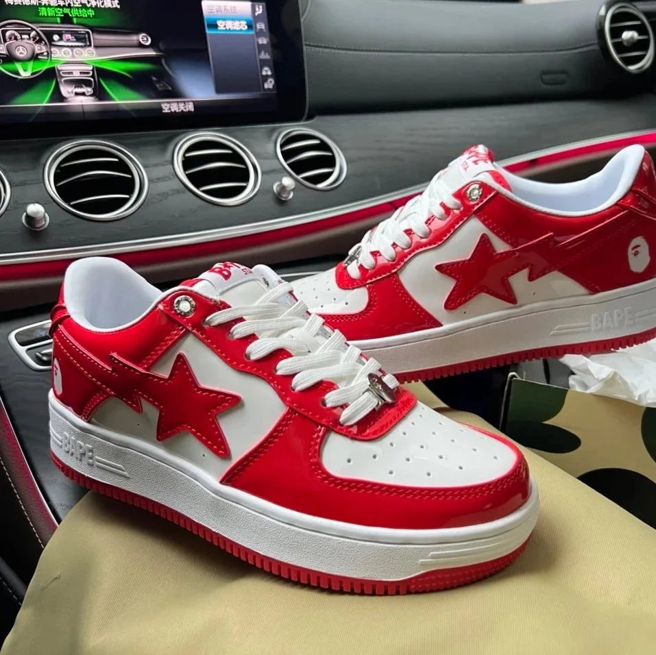 Patent leather white and red