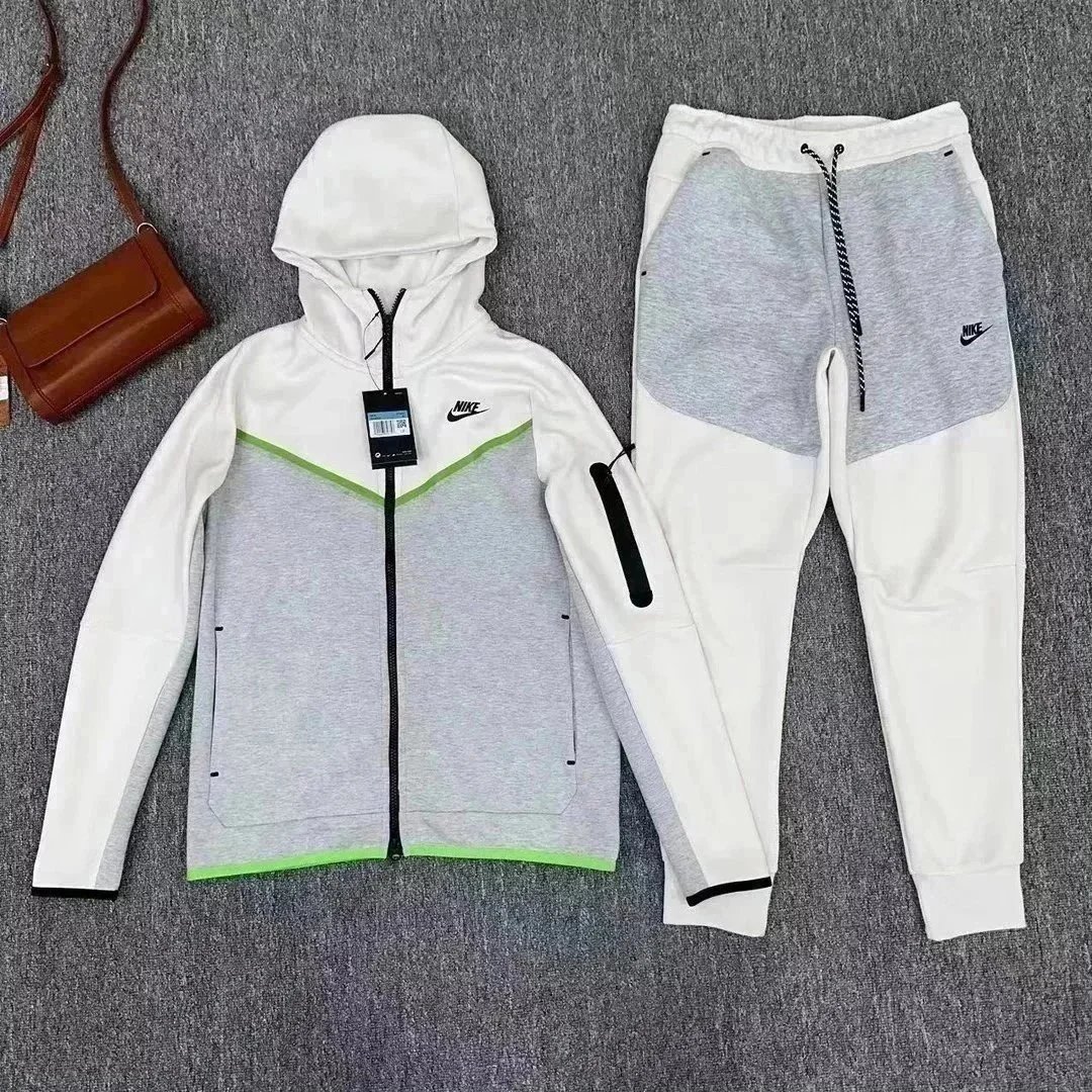 A gray, white, and green patchwork set