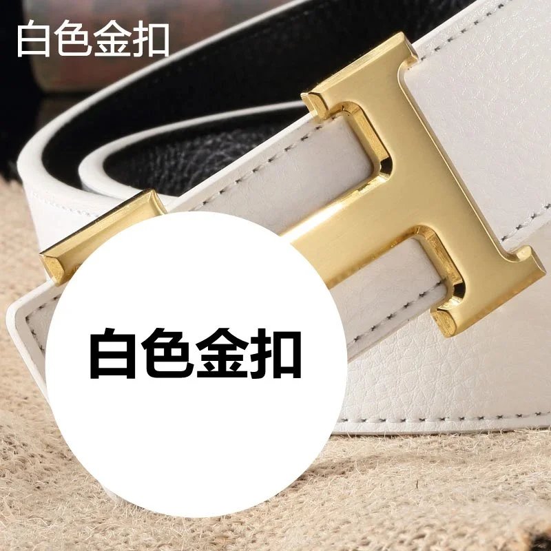 White 31 lines H Gold buckle