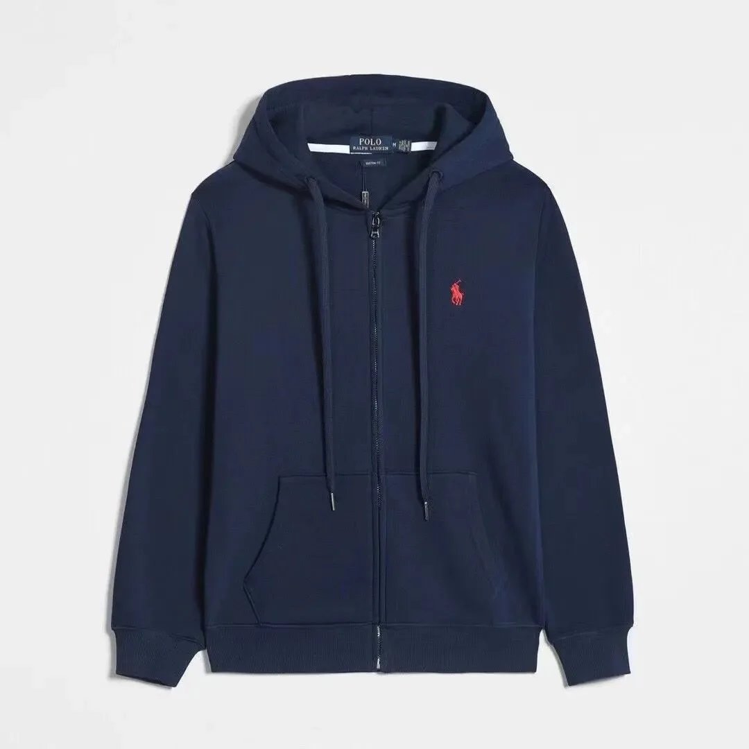Royal blue with a red label