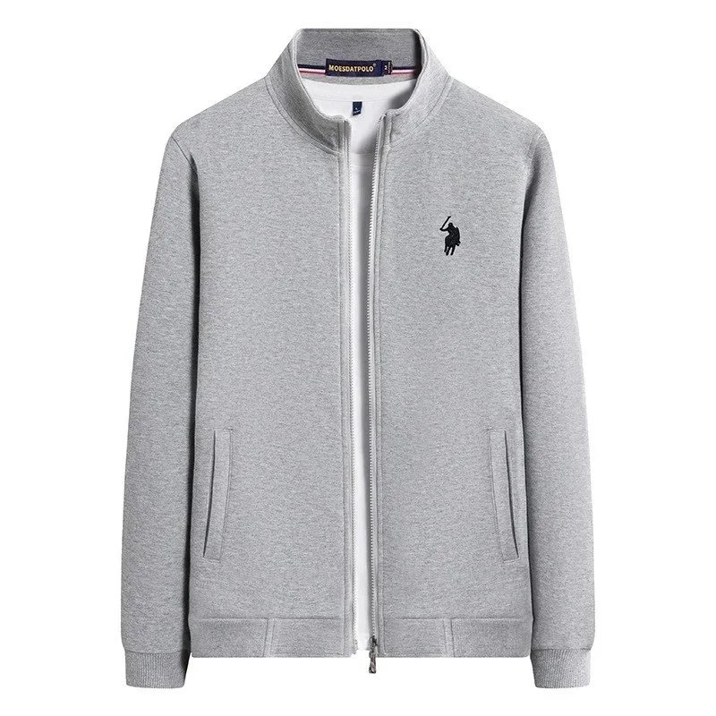 Round-neck zipper in light gray