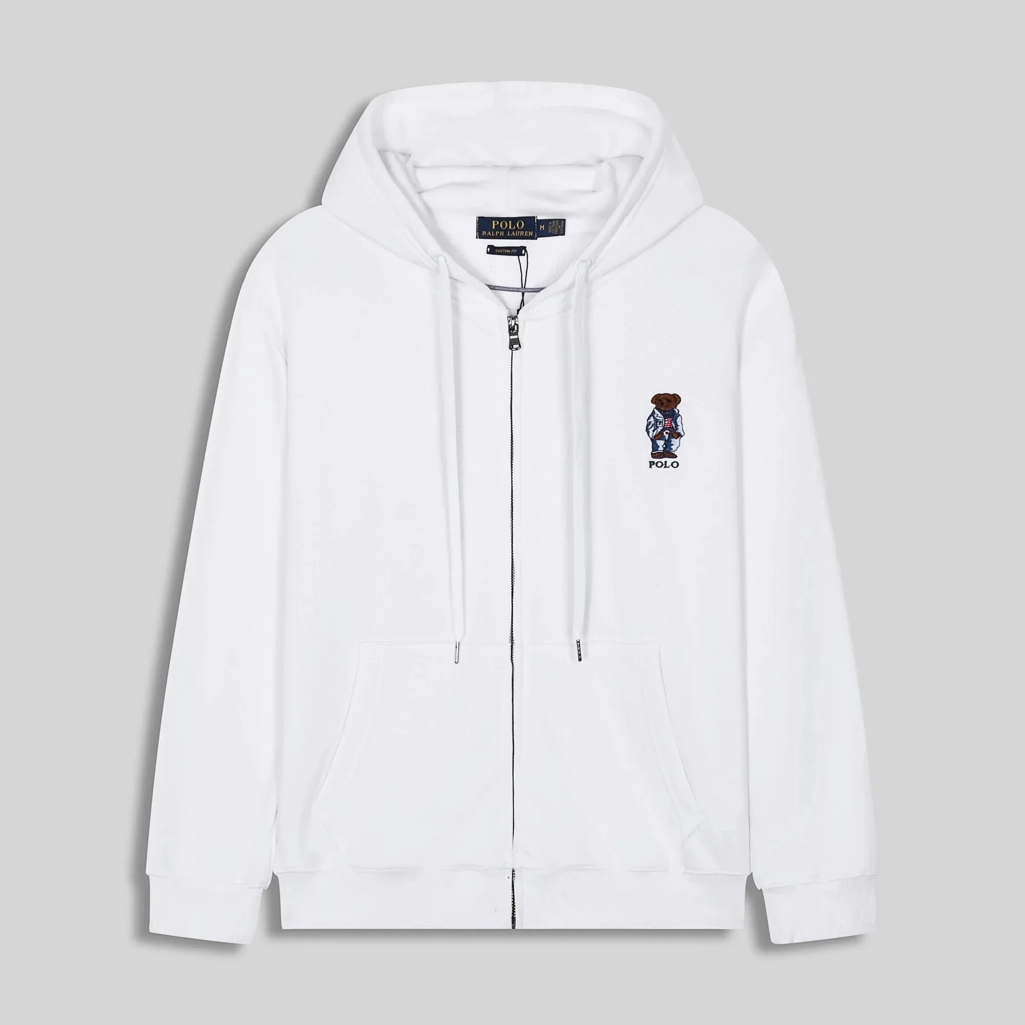 White zip-up hoodie