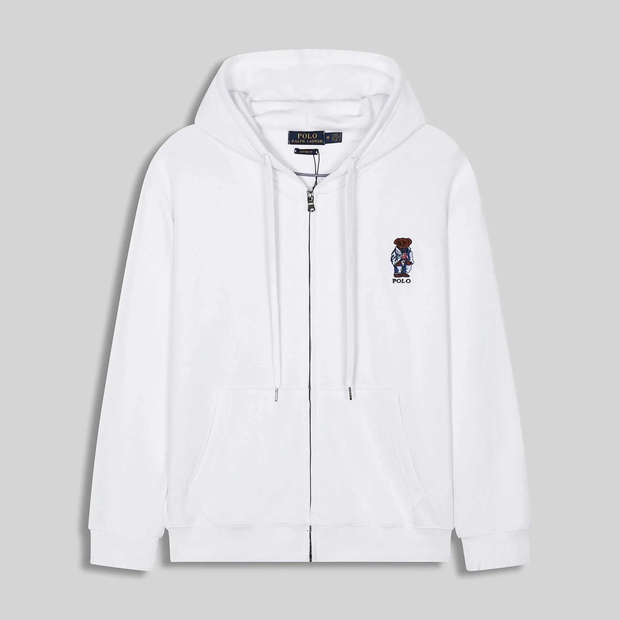 White zip-up hoodie