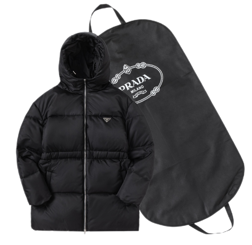 Hooded Short Down Jacket Bee Small Black