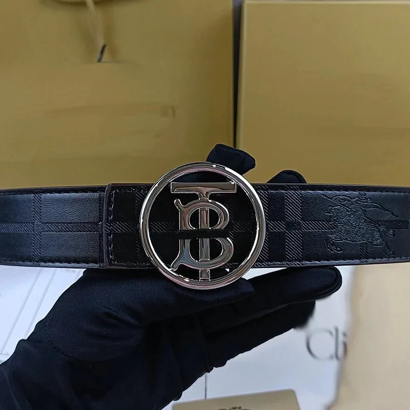 Embossed Circle TB Silver Buckle