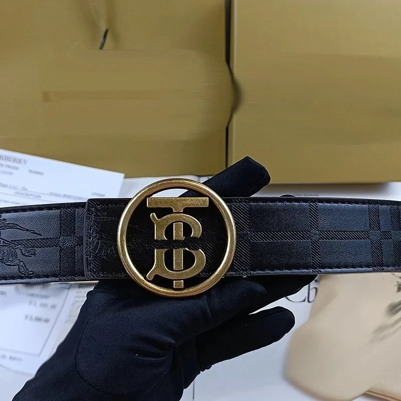 Embossed circular TB copper-colored buckle