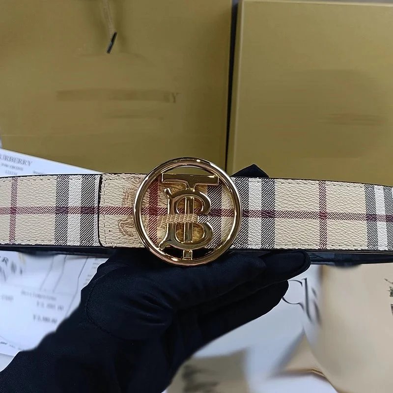 Woven texture, circular TB gold buckle
