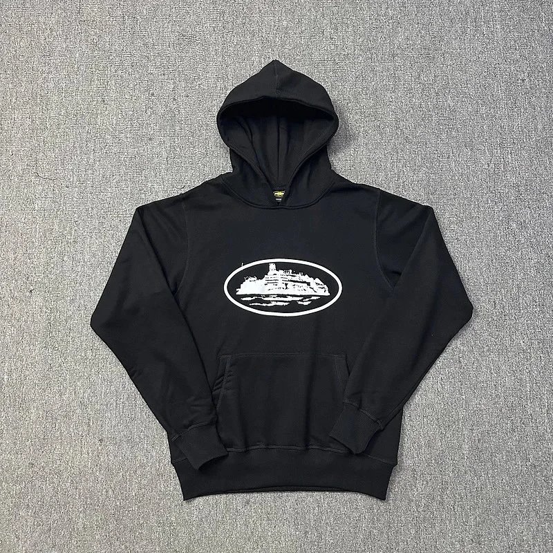 910 Black-Print White Hoodie