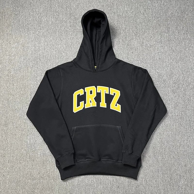 923 Black-Print Yellow-Hooded Sweatshirt