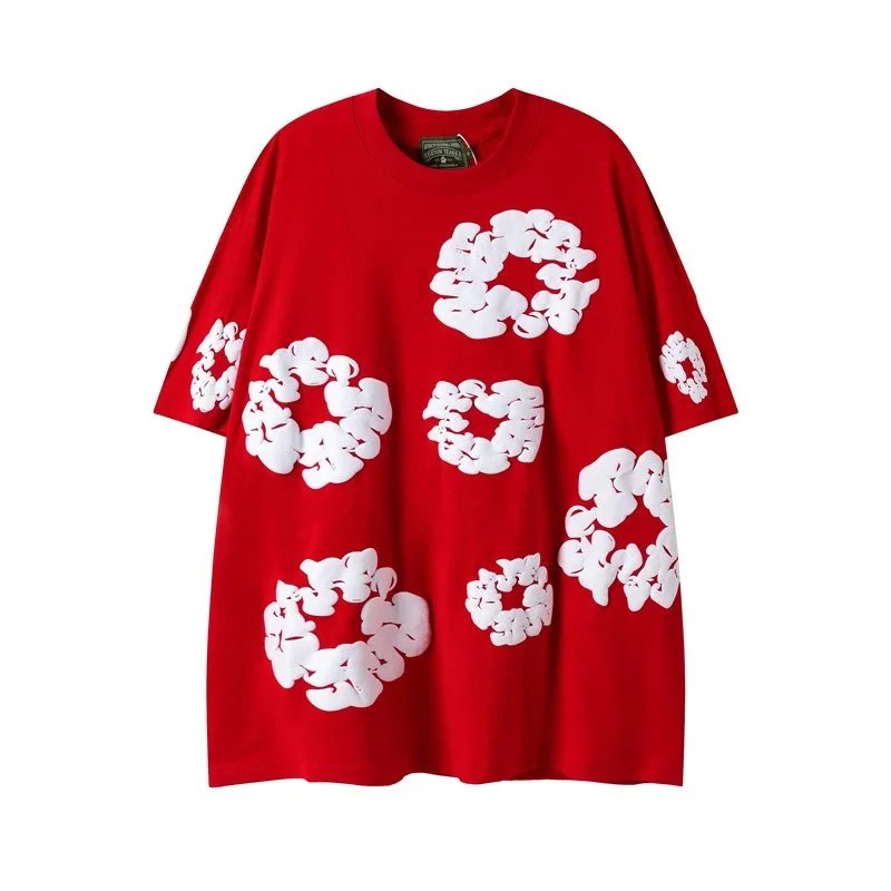 Red kapok short-sleeve T-shirt