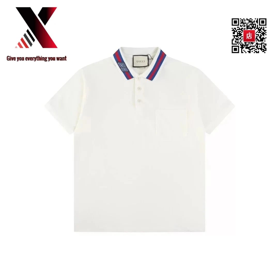 White base with red and blue collar
