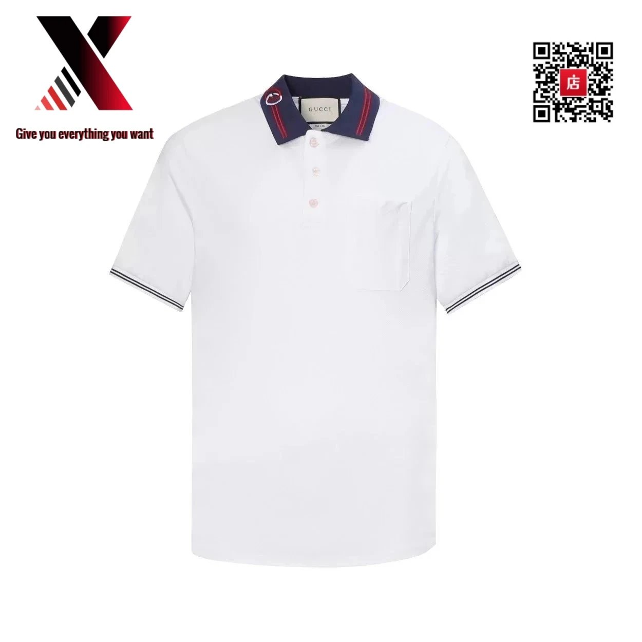 White base with red and black collar