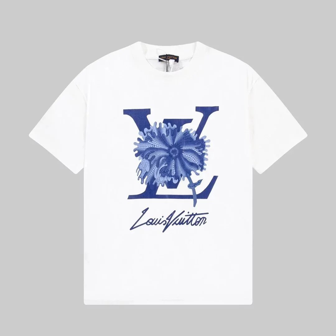 White with blue flowers, label 002