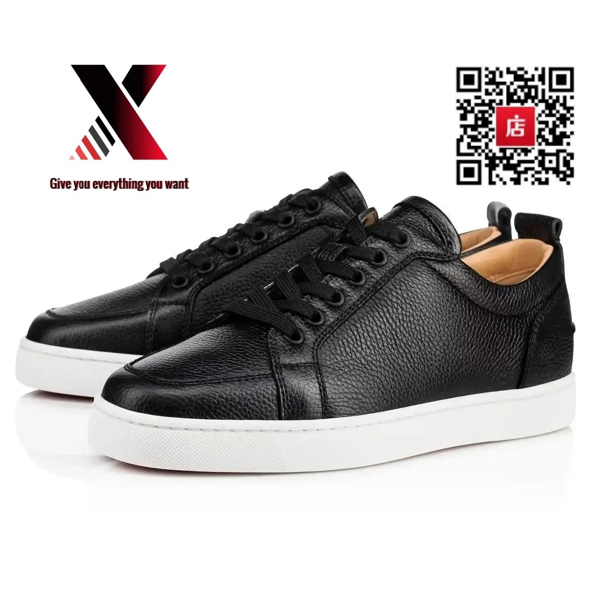 Black lychee-patterned leather