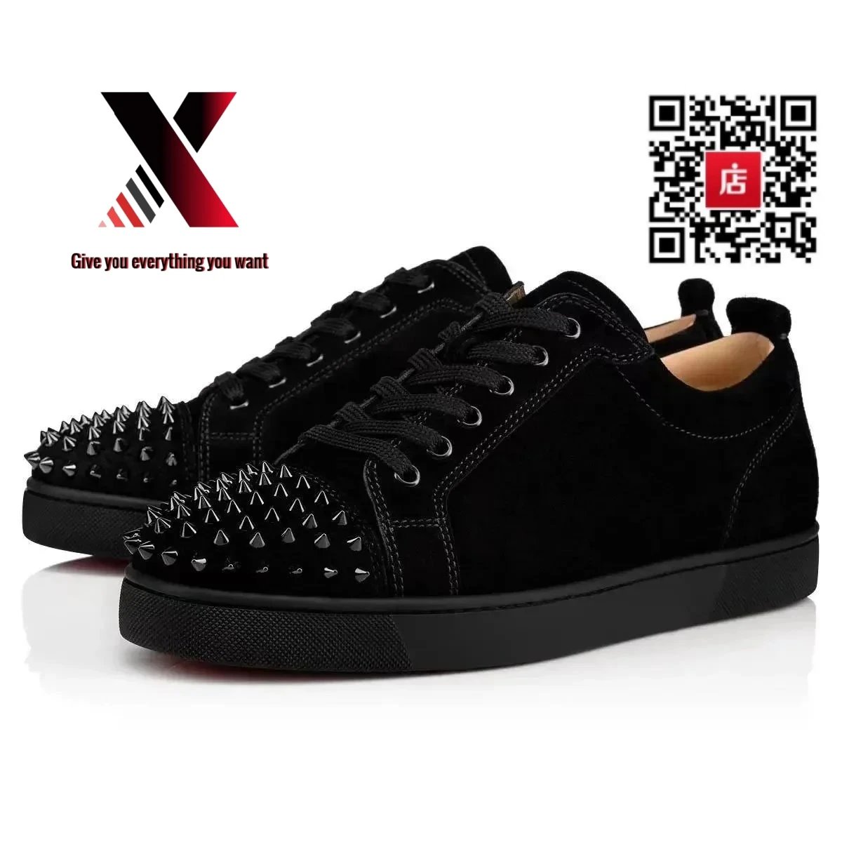 Black suede toe studs