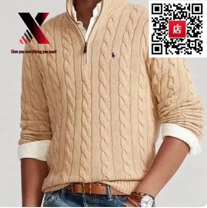 Half-zip camel color