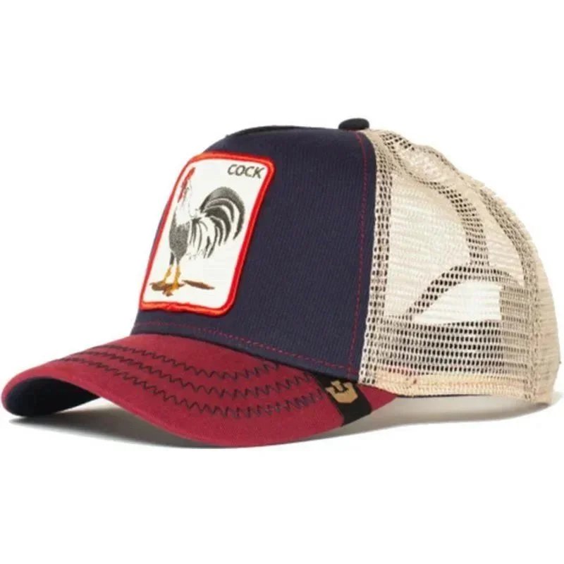 Rooster, navy blue and red