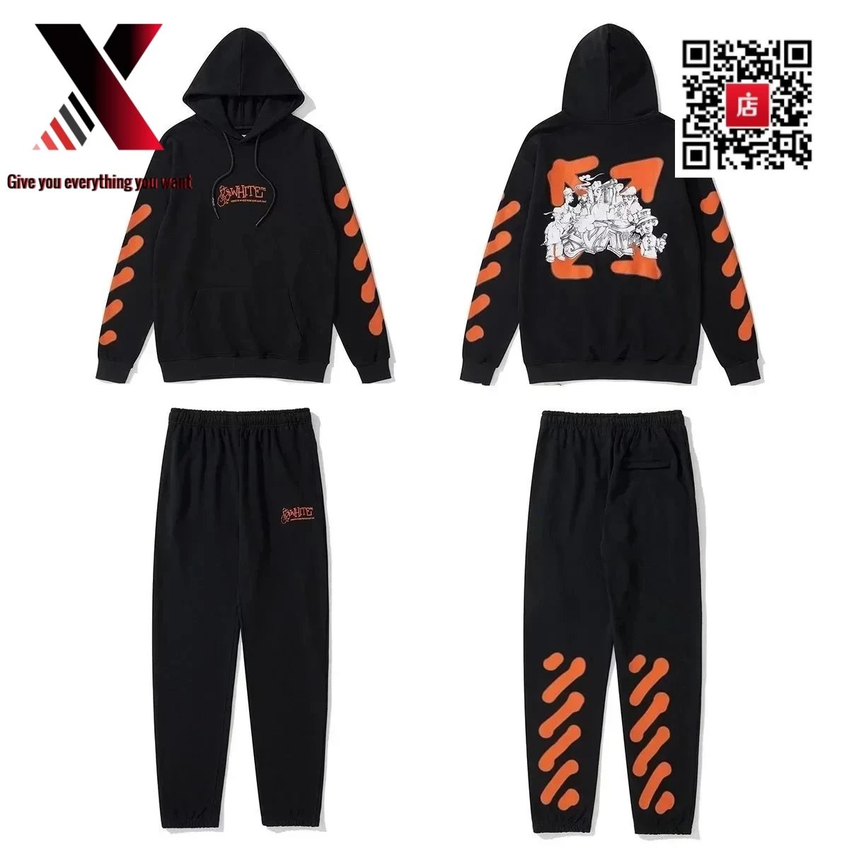 Orange black sports suit