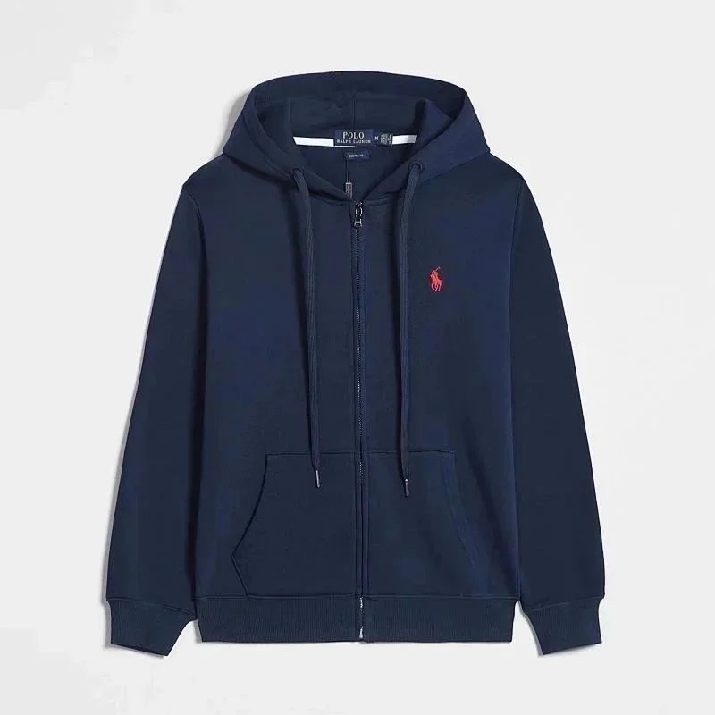 Hoodies navy blue (red logo) zipper Zipper