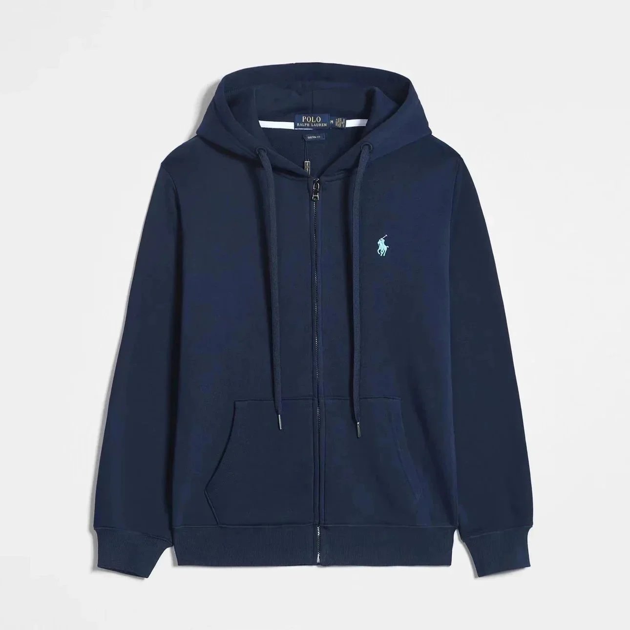 Hoodies navy blue(blue logo)zipper Zipper