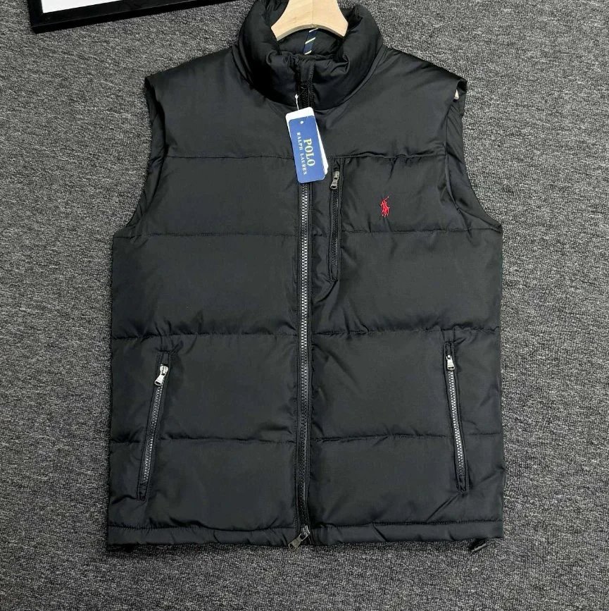 Black Red Pony Down Vest