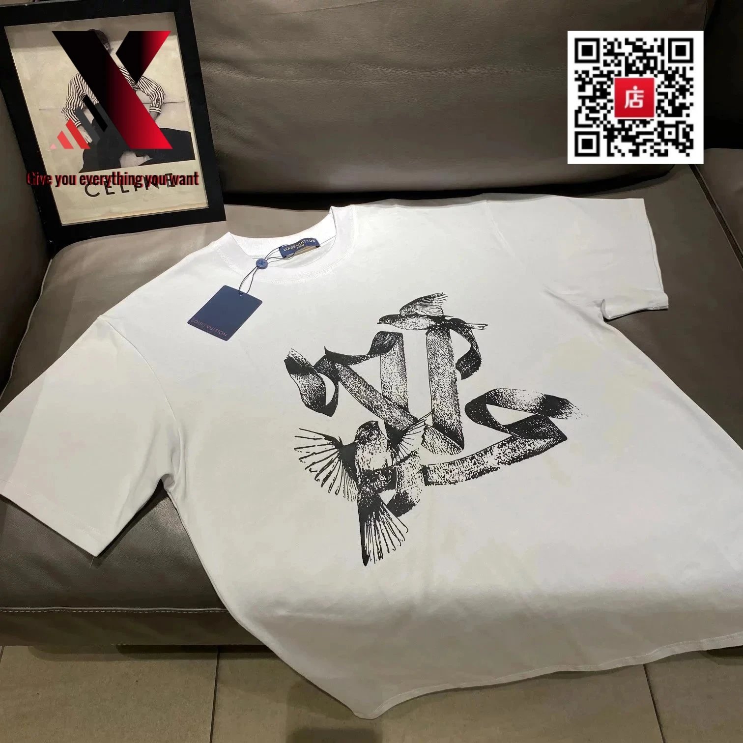 White with black ink logo