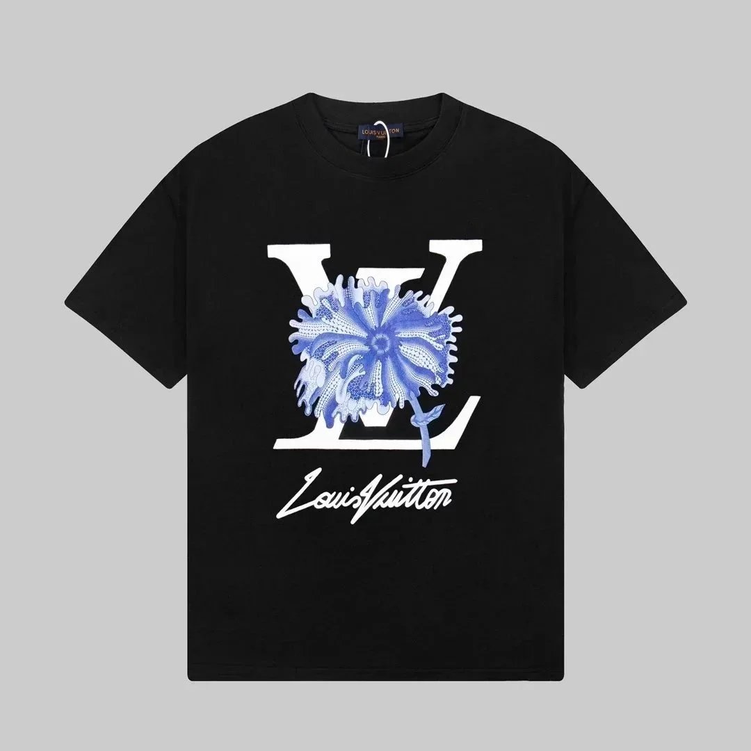 Black with blue flower logo 002