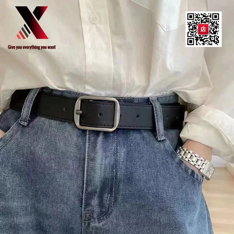 Dark blue leather belt