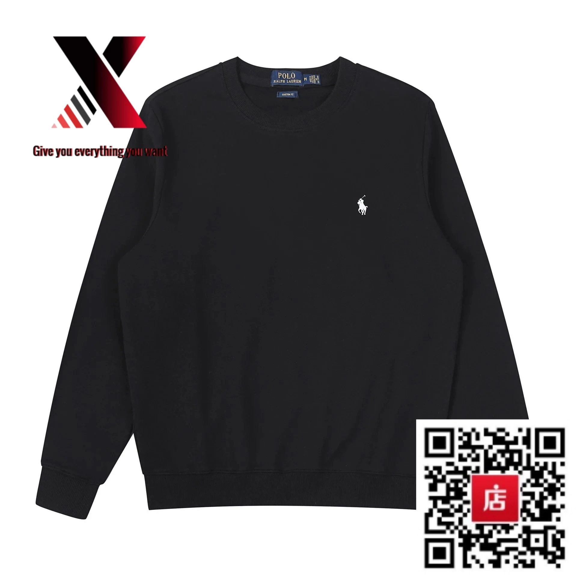 Round-neck black with white label