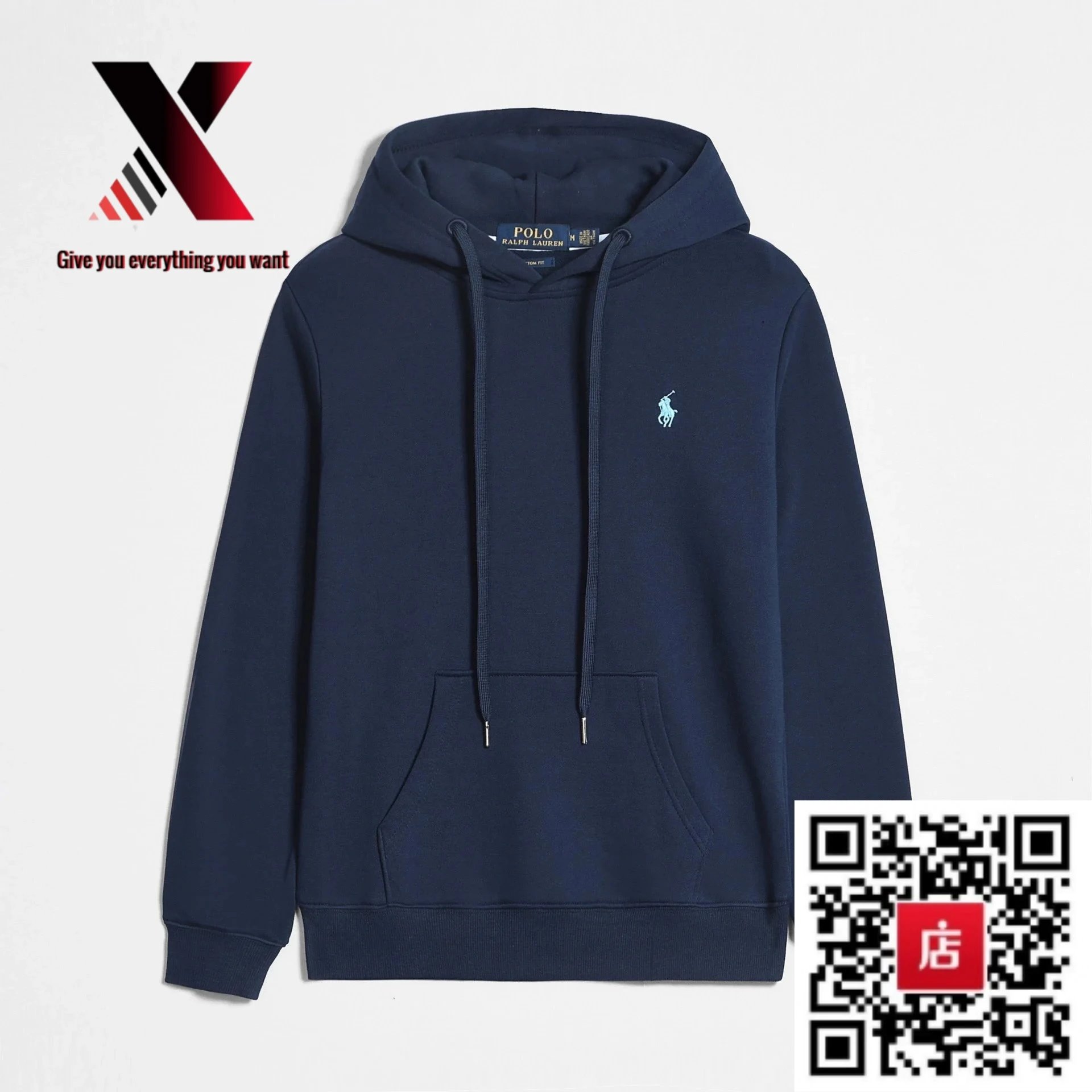 pullover sweater sapphire blue green logo