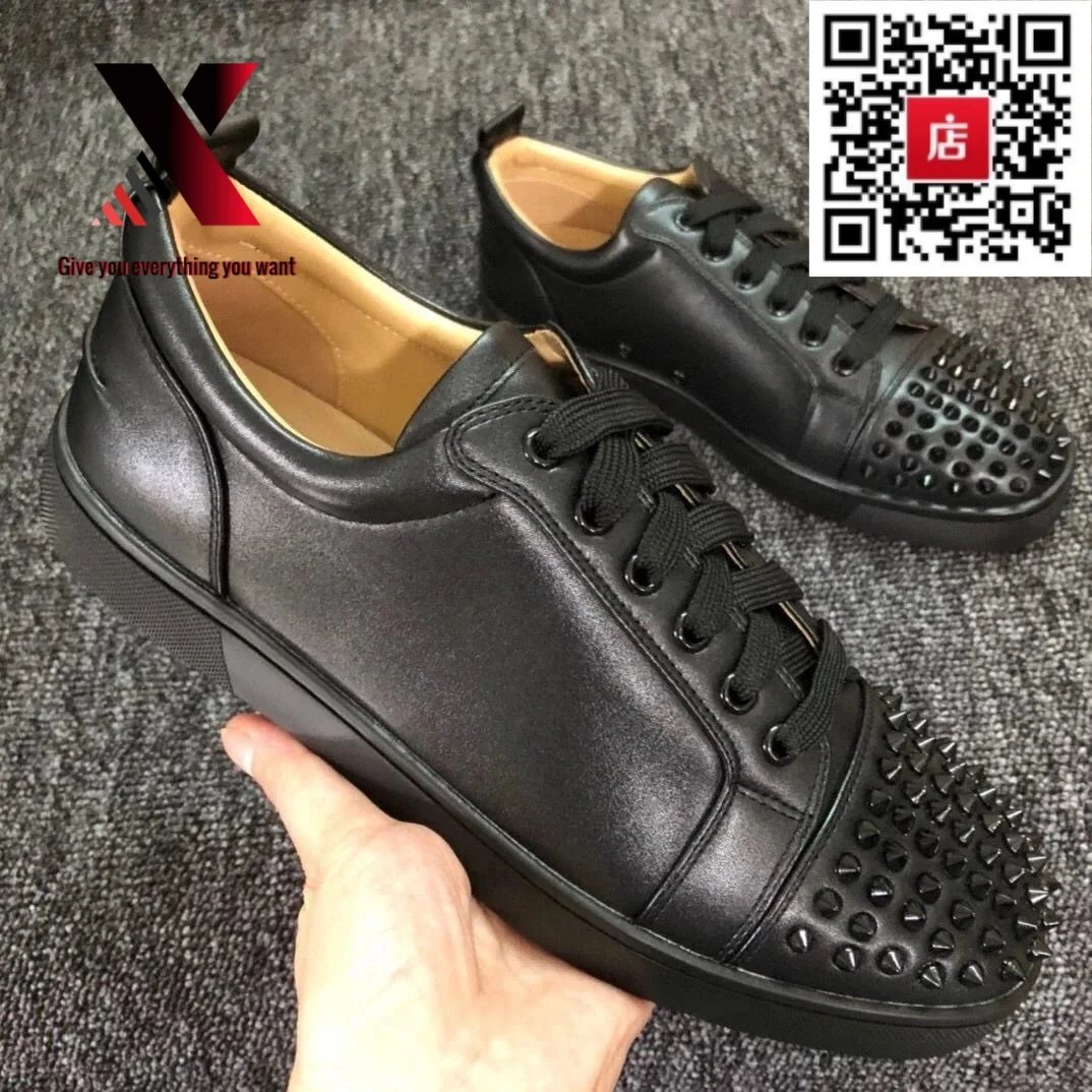 Black all-leather toe cap with studs
