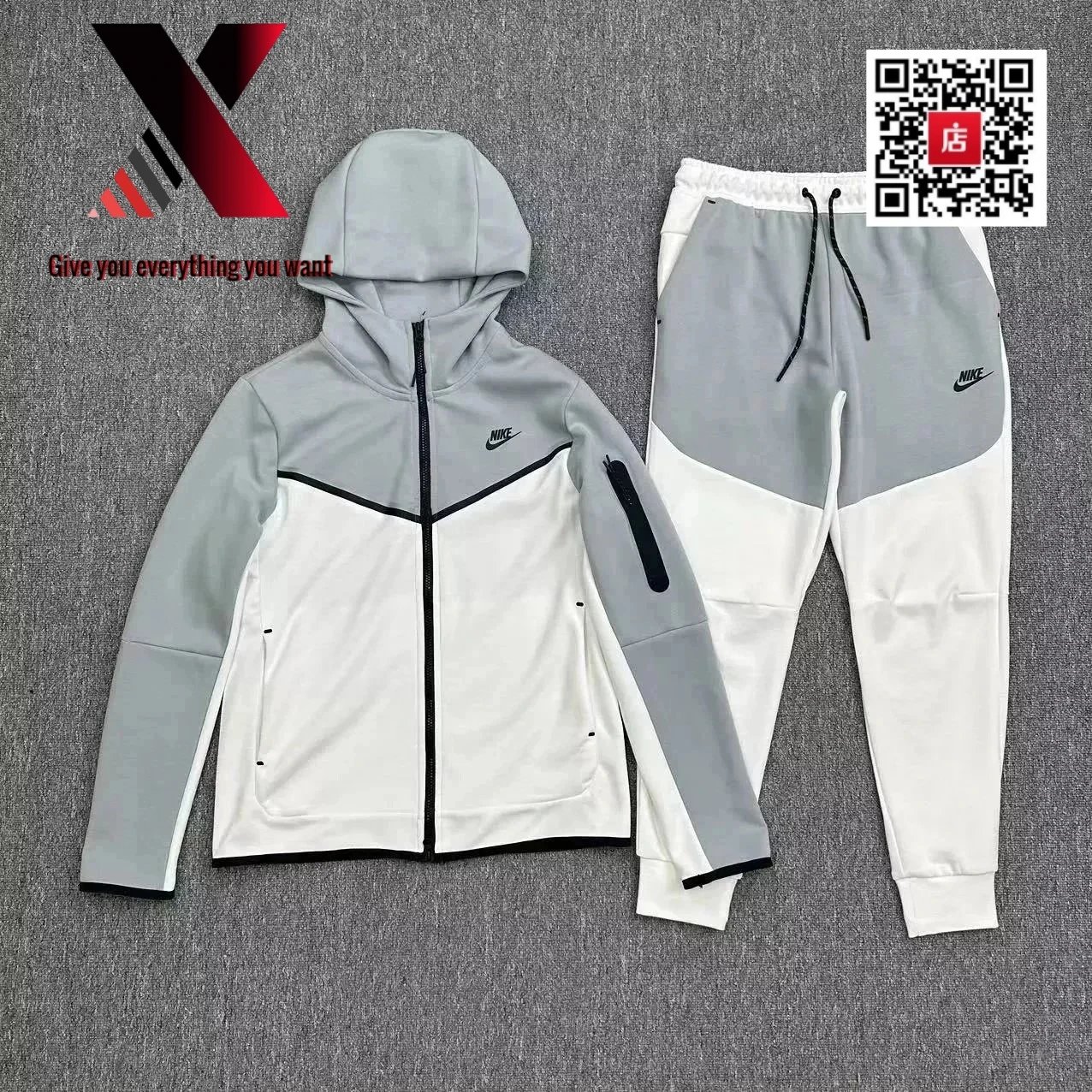 Gray and white suit