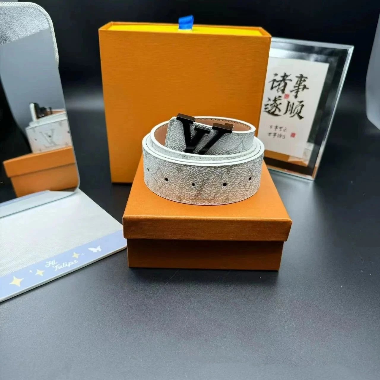 Pure white flower, black button