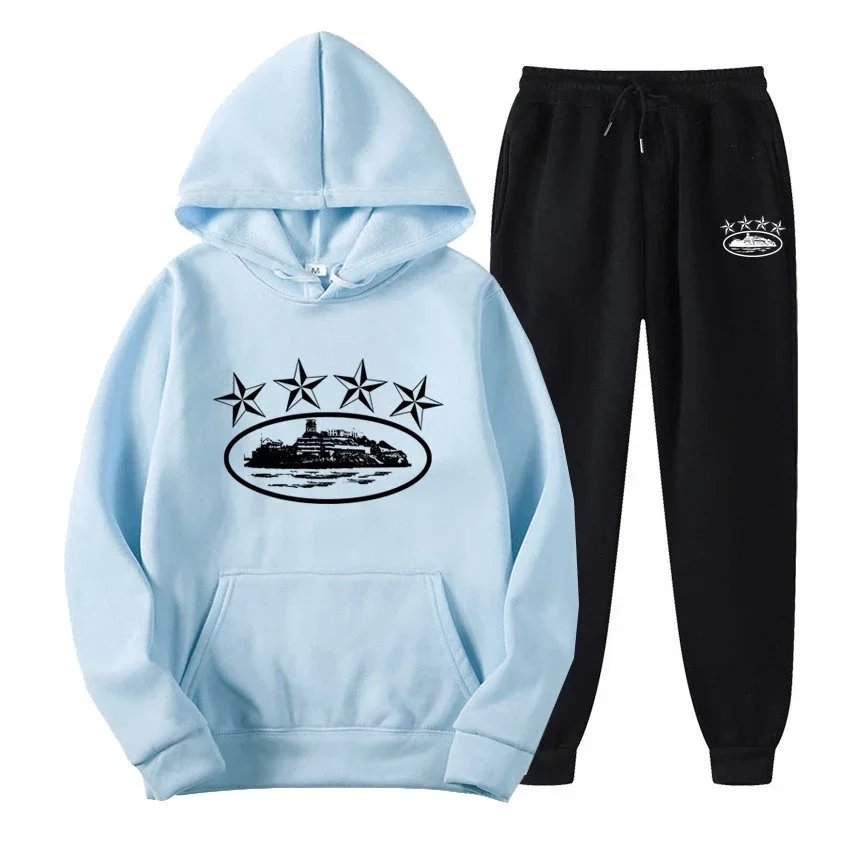 Light Blue Black Pants