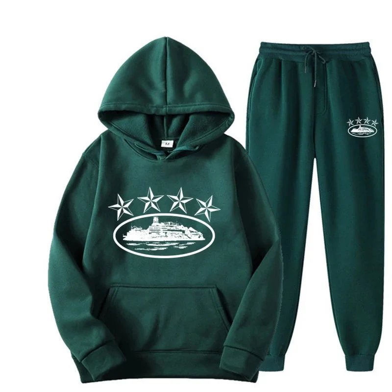 Dark green with white lettering