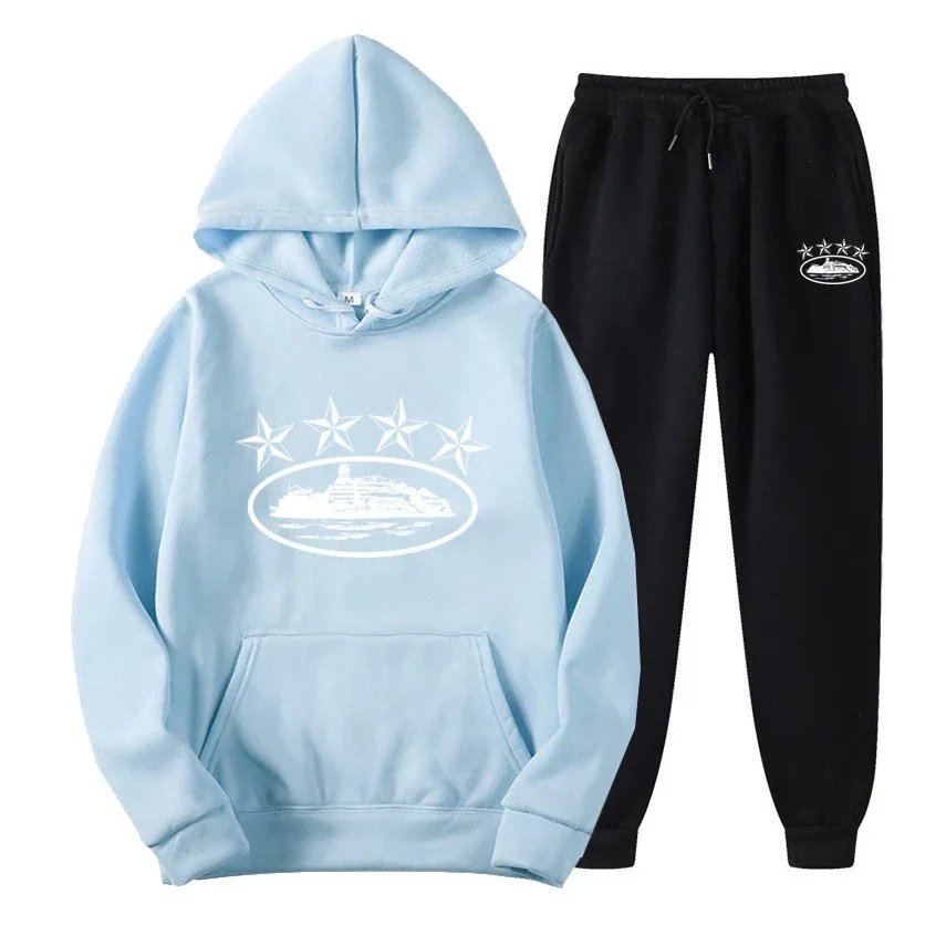 Light blue with white characters