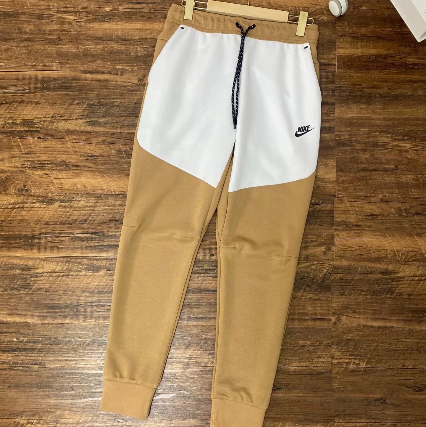 4496 Khaki and White Patchwork Pants