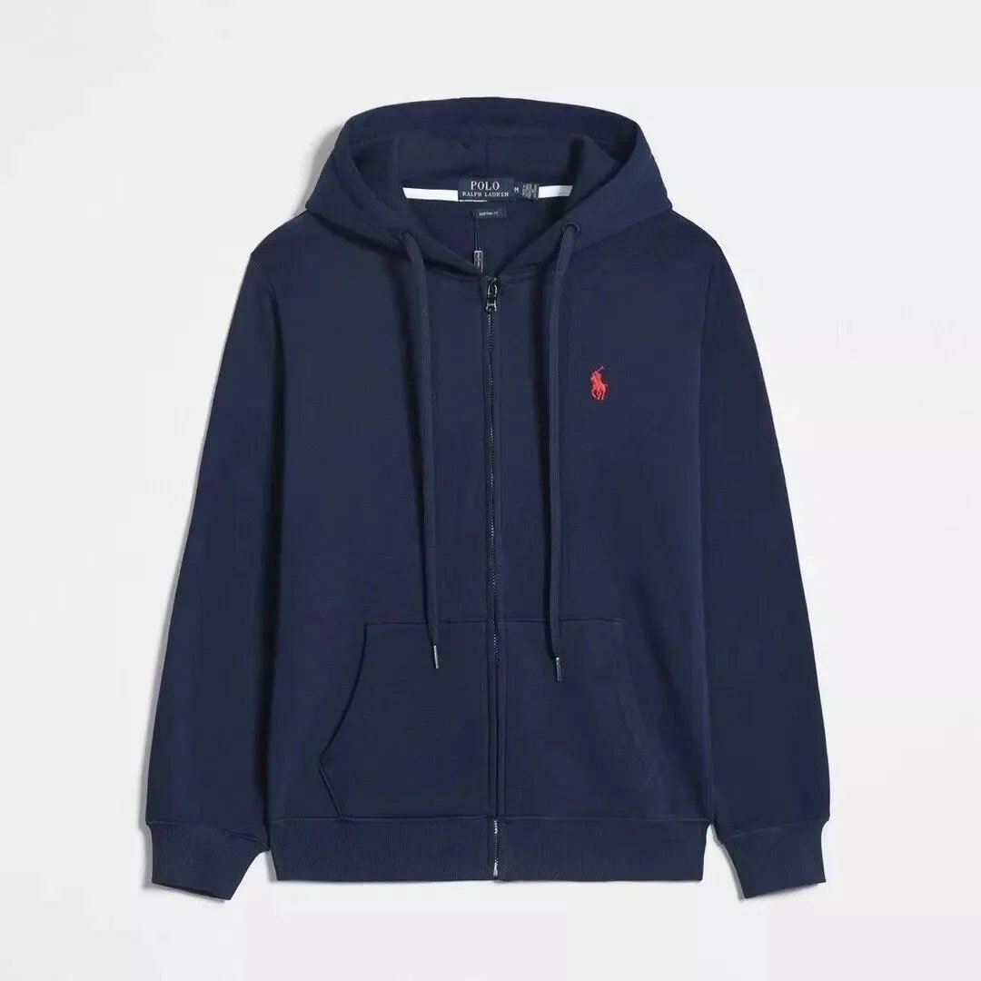 Royal blue with a red label