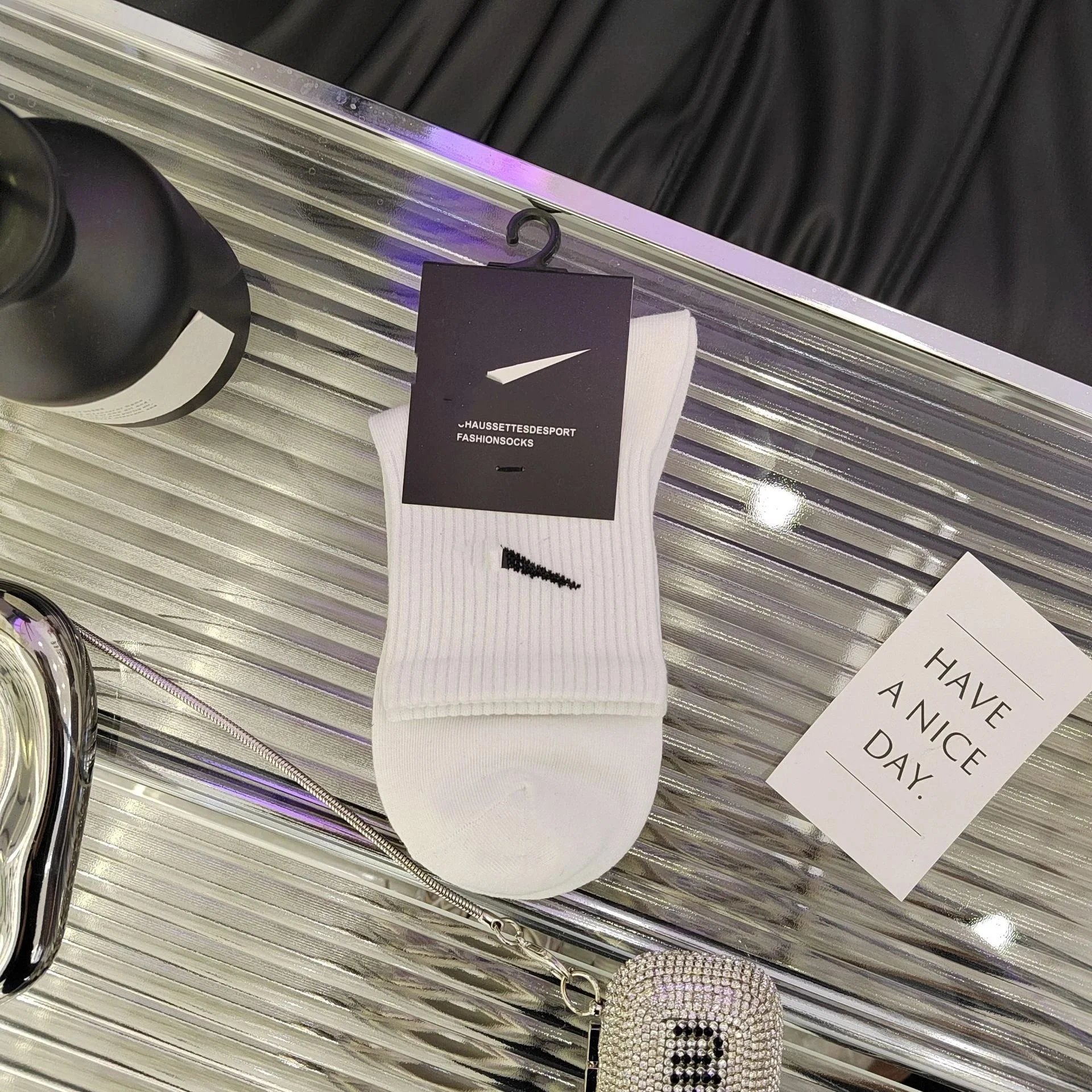 10 pairs of white mid-calf socks