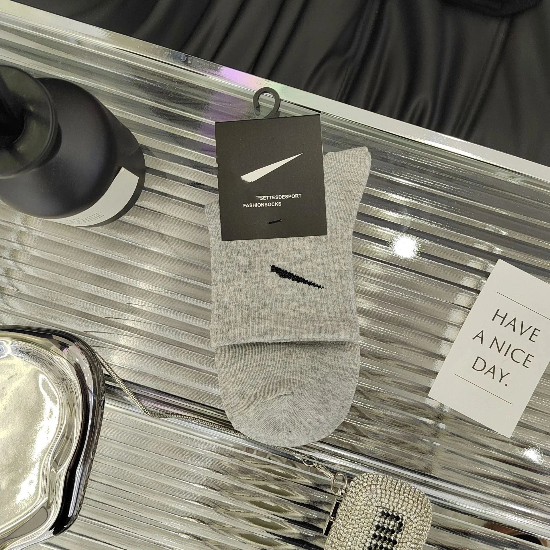 10 pairs of mid-calf gray socks
