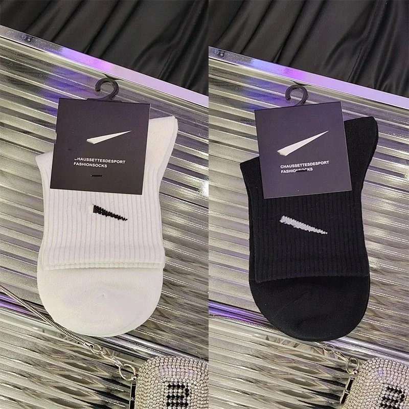 5 pairs of black mid-calf socks, 5 pairs of white mid-calf socks
