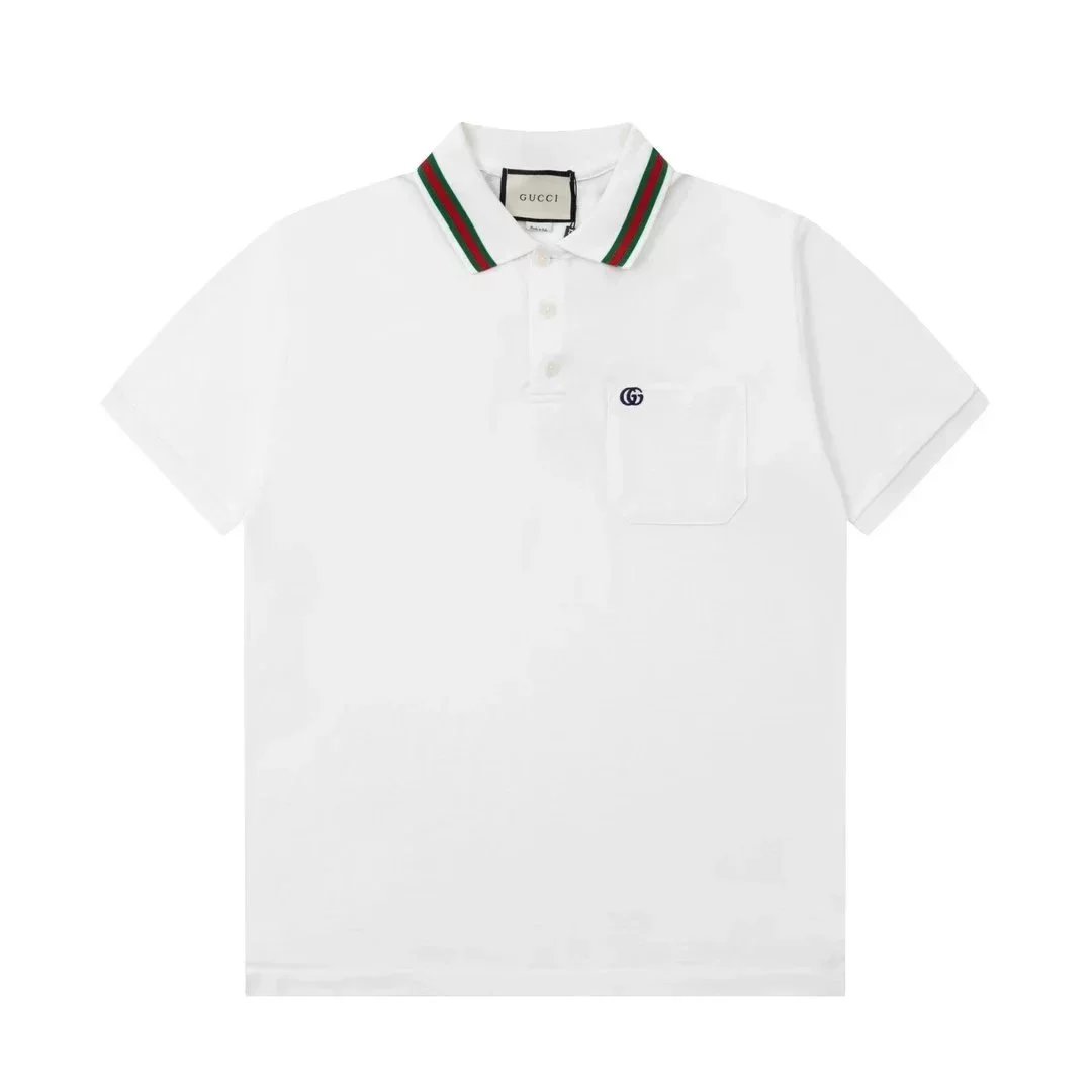 White striped collar small logo 002