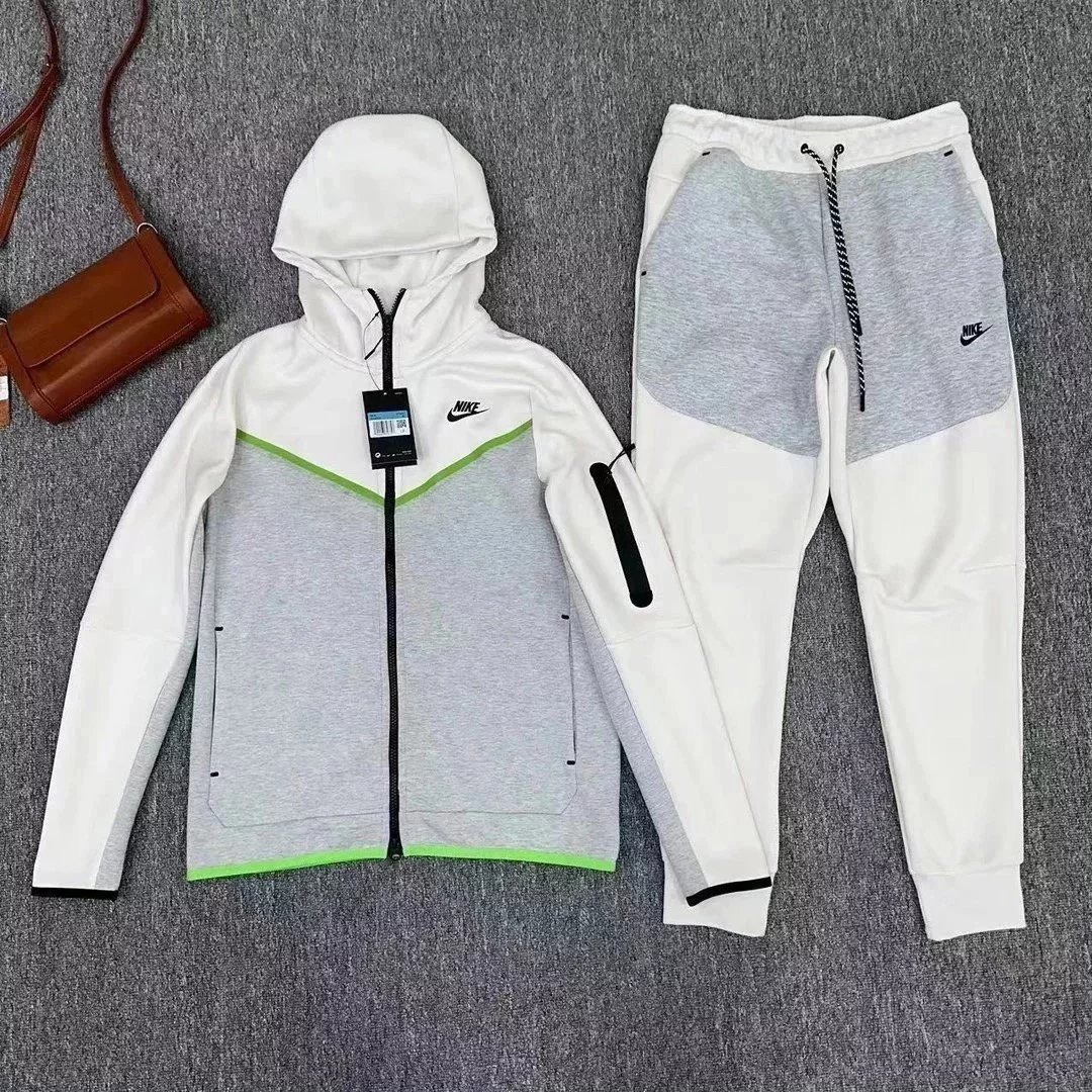 A gray, white, and green patchwork set
